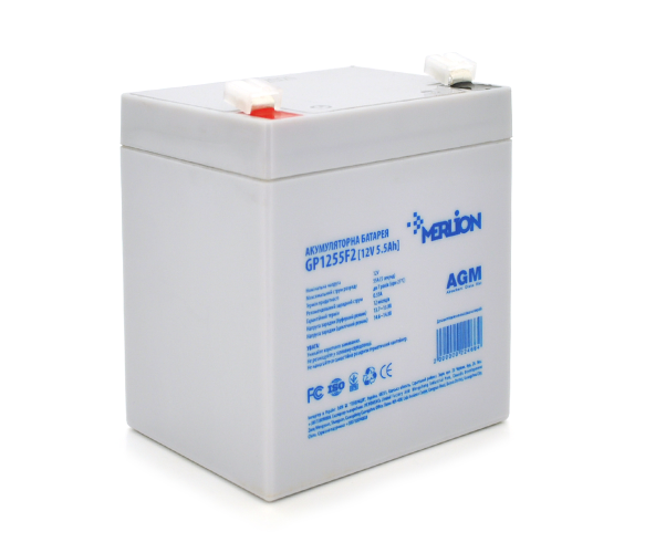 Аккумуляторная батарея MERLION AGM GP1255F2, 12V 5,5Ah